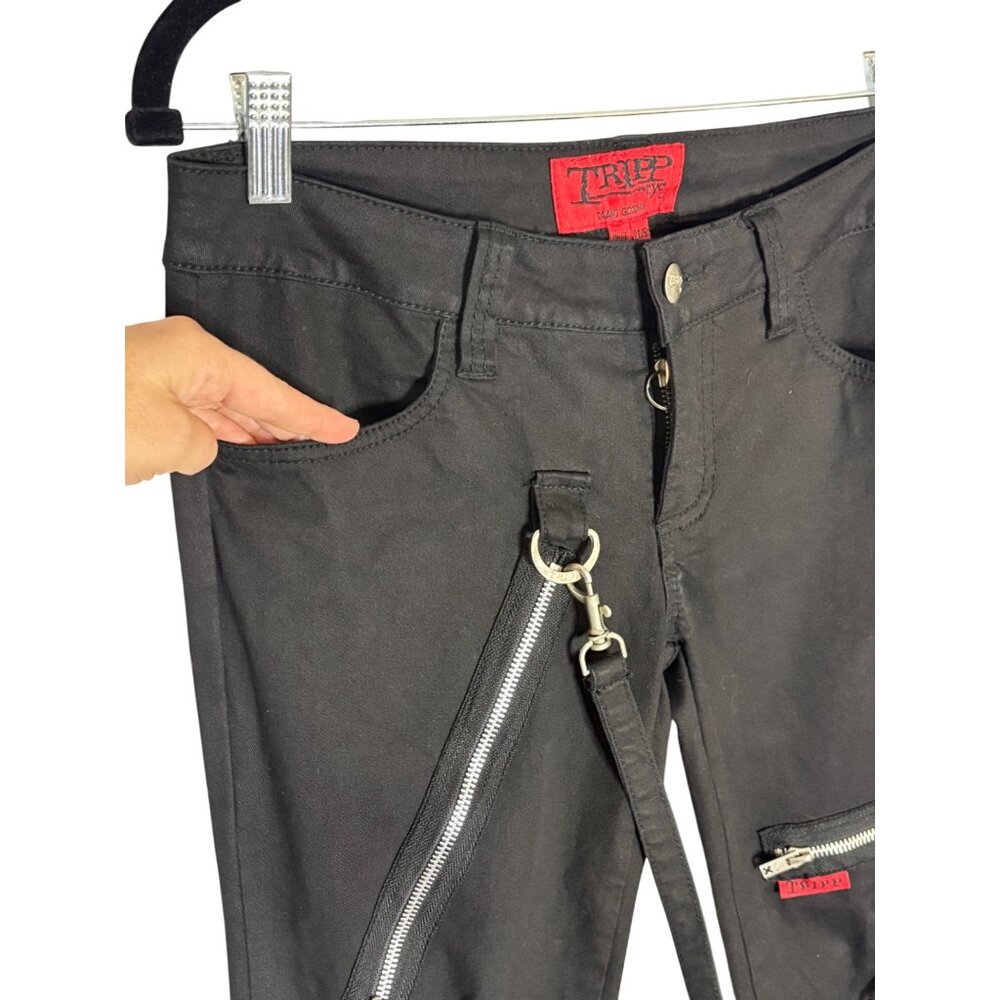 Tripp NYC Black Skinny Buckle Strap Zip Detail Pants - Picture 6 of 16